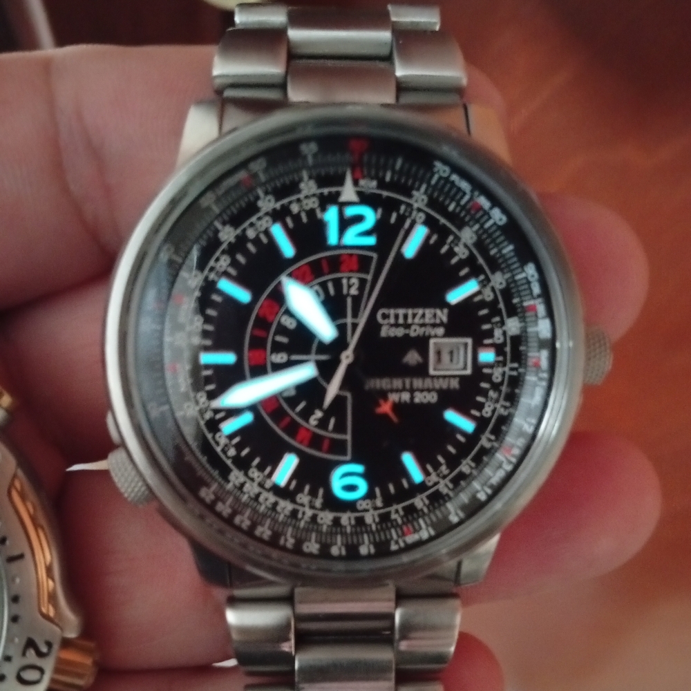 Citizen Eco-Drive Nighthwak Black and Silver Watch